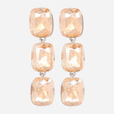 Three Drop Champagne Cubic Zirconia Earrings