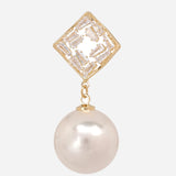 Cubic Zirconia and Shell Pearl Earrings