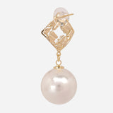 Cubic Zirconia and Shell Pearl Earrings