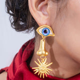 Gold Plated Nose Shape Earrings for Women with Mother of Pearl