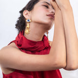 Gold Plated Nose Shape Earrings for Women with Mother of Pearl