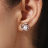 Silver Plated White CZ Stone and Shell Pearl Anti-Tarnish Earrings