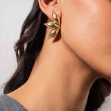 Three Half Flower Gold plated Earrings