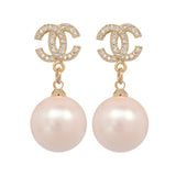 Chanel Cubic Zirconia & Shell Pearl Earrings