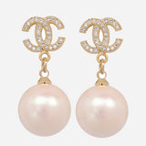 Chanel Cubic Zirconia & Shell Pearl Earrings