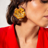 Black and Gold plated Floral Earrings