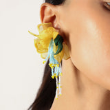 Yellow And Blue Elegant Combination Earring