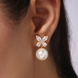 Gold Plated White Shell Pearl Anti-Tarnish Earrings