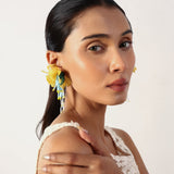Yellow And Blue Elegant Combination Earring