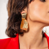 Hammered Gold plated Long Earrings