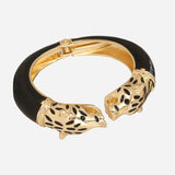 Black Enamel Panther Bangle
