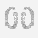 Silver Plated Brass with Cubic Zirconia Big Hoop Earrings