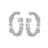 Silver Plated Brass with Cubic Zirconia Big Hoop Earrings
