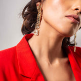 Hammered 18Kt Gold plated Long Earrings