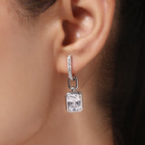 Silver Plated Anti-Tarnish White CZ Stone Long Earrings