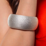 Thick  Hammered  Silver Bracelet Cuff