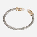Two Tone Plated Pearl Bracelet