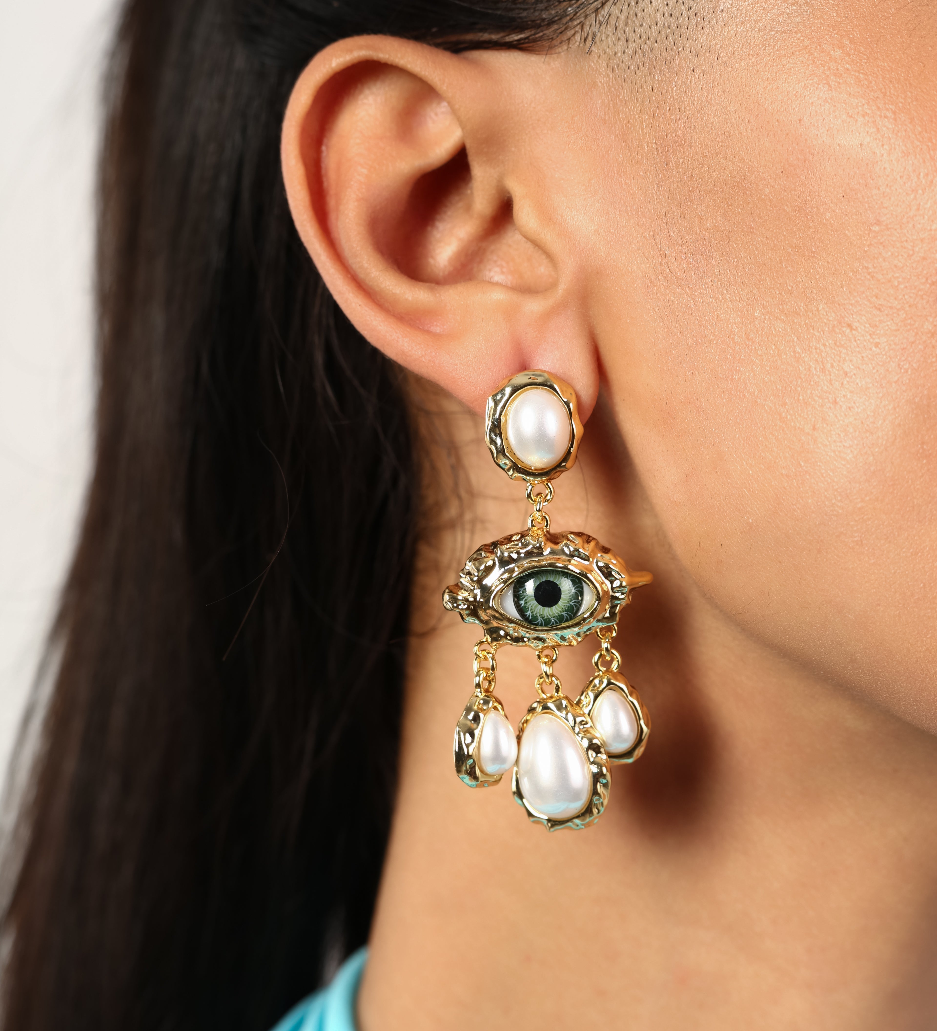 Nazar Charm Drops Earring
