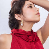 Matt Gold Plated Mother of Pearl Drop Earrings for Women