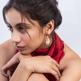 Matt Gold Plated Mother of Pearl Drop Earrings for Women