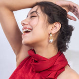 Matt Gold Plated Mother of Pearl Drop Earrings for Women