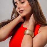 Hammered  Finished And Gold Plated Bracelet cuff