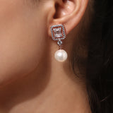 Rose Gold Plated Anti-Tarnish White CZ Stone Earrings