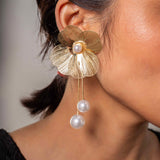 Floral with pearls Gold plated Earrings