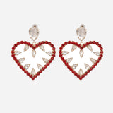 White & Red Cubic Zirconia Heart Earrings