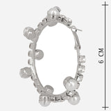Cubic Zirconia & Shell Pearl Big Hoop Earrings