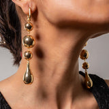 18k Gold Plated Bauble Long Earrings