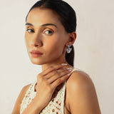 Floral Cz Stone Sheel Pearl Earring