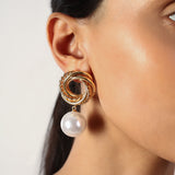 GOLDEN PEARL DROP EARRING