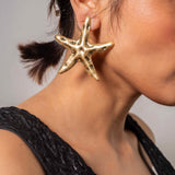 Star Fish Hammered Gold plated Earrings