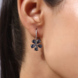 Silver Plated White and Blue CZ Stone Hanging Earrings