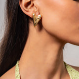 Queen of Hearts long Gold plated Earrings