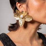 18k Gold Plated Floral Long Dangling Earrings