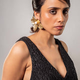 18k Gold Plated Floral Long Dangling Earrings