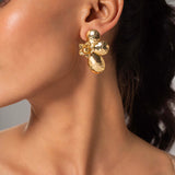Petal Hammered Gold plated Earrings