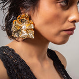 Floral Hammered Gold plated Earrings