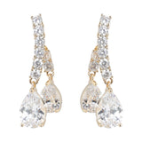 Gold Plated White CZ Stone Earrings