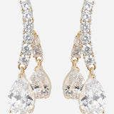 Gold Plated White CZ Stone Earrings