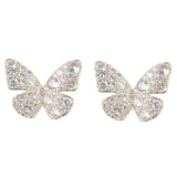Butterfly Gold Plated White CZ Stone Earrings