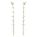 Gold Plated White CZ Stone Long Earrings
