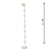 Gold Plated White CZ Stone Long Earrings