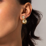 Gold bauble with Cubic Zirconia Stone Earrings