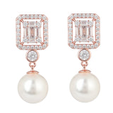 Rose Gold Plated Anti-Tarnish White CZ Stone Earrings