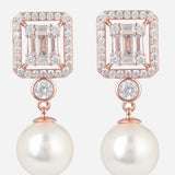 Rose Gold Plated Anti-Tarnish White CZ Stone Earrings
