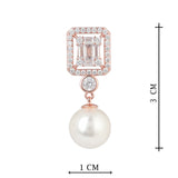 Rose Gold Plated Anti-Tarnish White CZ Stone Earrings