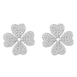Silver Plated Flower Shaped Anti-Tarnish White CZ Stone Earrings